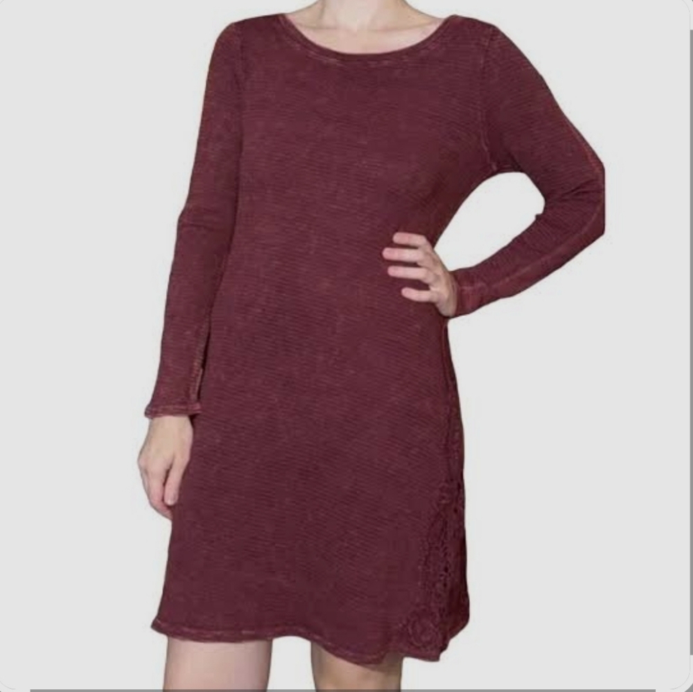Able Maroon Long Sleeve Dress